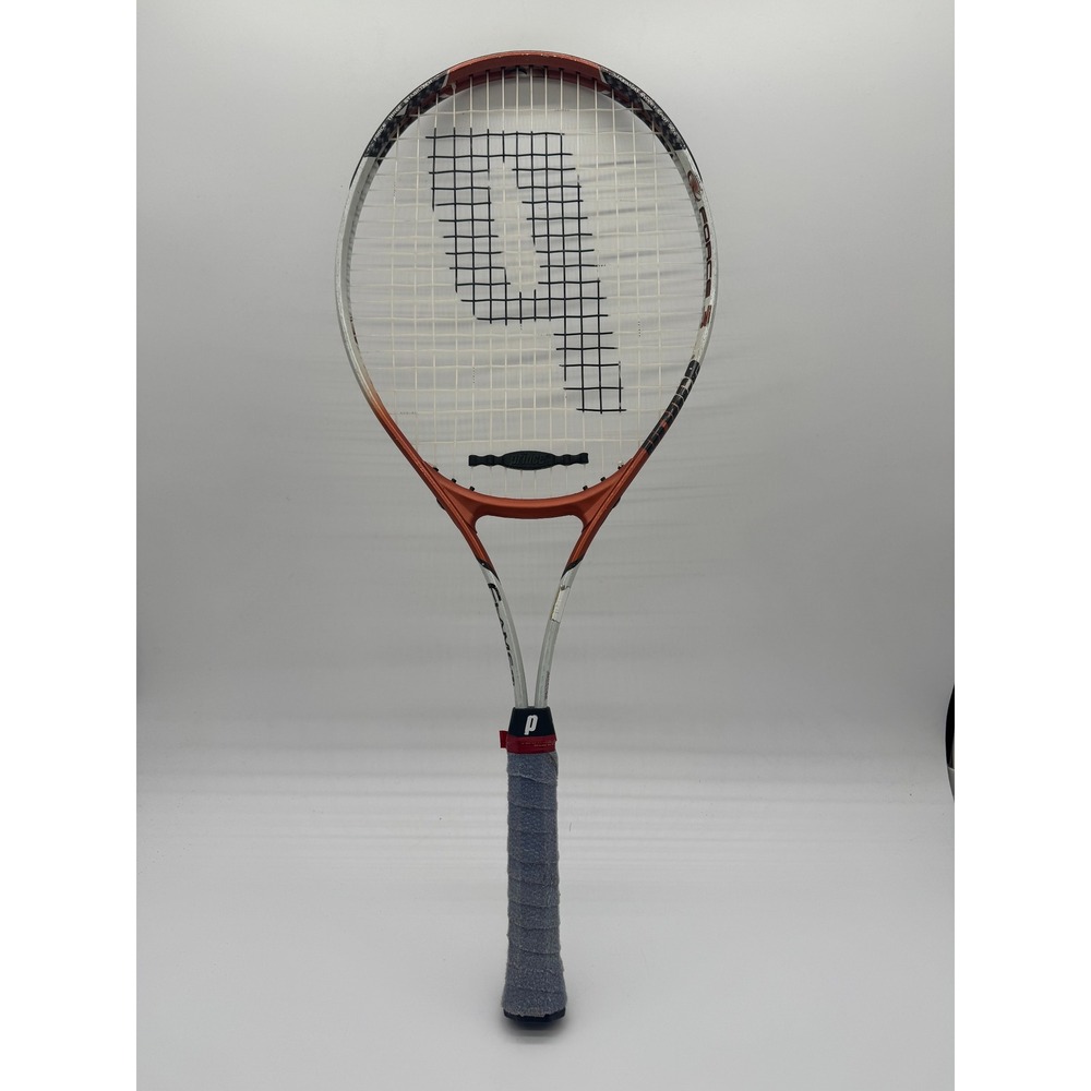Prince O3 Flame TI Oversize Tennis Racquet Air Zorb Grip Orange White Used